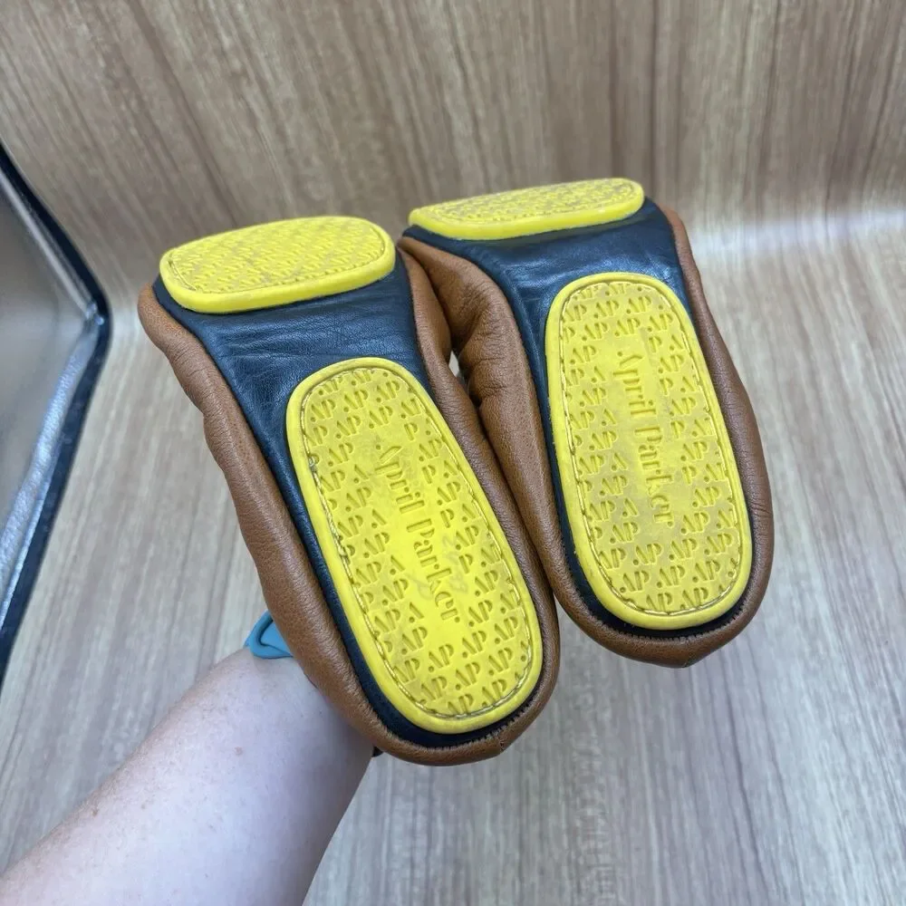 April Parker-Perfect Flat Ballet‎ Shoes 7M Tan Leather Foldable Sole